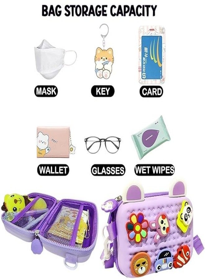 JI ACCESSORIES Cartoon Soft Silicone Bag Crossbody Shoulder Bag Purse Waterproof Anti Fall Stationery Storage Bag Handbag Sweet Birthday Gift For Children Students Girls, Multicolor (PURPLE) - Image 5